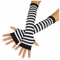 Rękawiczki - Rękawiczki długie bez palców mitenki paski - miniaturka - grafika 1