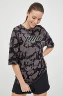 Koszulki sportowe damskie - Puma t-shirt bawełniany kolor czarny - miniaturka - grafika 1