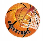 Dekoracje i nakrycia stołu na imprezę - Talerzyki Papierowe BASKETBALL KOSZYKÓWKA - śr. 23cm - 24szt - miniaturka - grafika 1