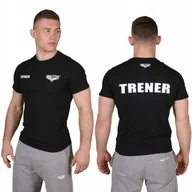 Koszulki męskie - Beltor Koszulka Męska Slim Trener T-shirt Sportowy Bawełna Czarny XL - miniaturka - grafika 1