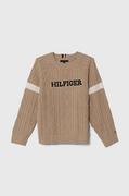 Swetry dla chłopców - Tommy Hilfiger sweter dziecięcy kolor beżowy lekki - miniaturka - grafika 1