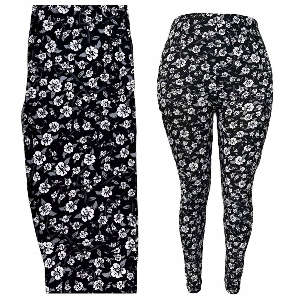 LEGINSY WYSOKI STAN KWIATY wygodne elastyczne miękkie kryjące 48 50 4XL 5XL