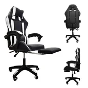 Fotele gamingowe - FOTEL GAMINGOWY DLA GRACZA BIUROWY KOMPUTEROWY OBROTOWY + MASAŻ PODNÓŻEK KG104 - miniaturka - grafika 1