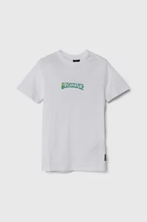 Koszulki dla chłopców - Quiksilver t-shirt bawełniany ISLAND SUNRISE kolor biały z nadrukiem - grafika 1