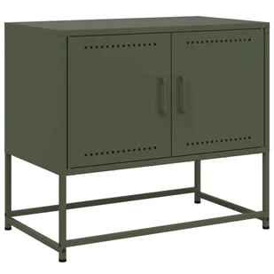 vidaXL Szafka pod telewizor oliwkowa zieleń 68,5x39x60,5 cm stal - Szafki RTV - miniaturka - grafika 1