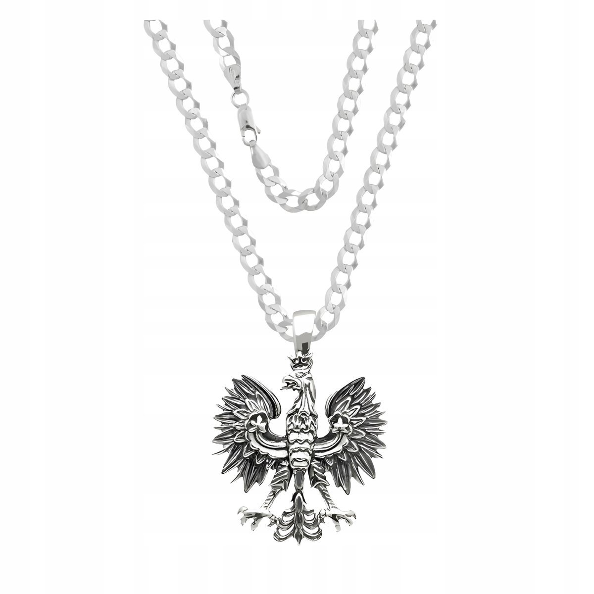 Naszyjnik Duży Orzełek Patriotyczny pr. 925 Męski Wisiorki Orzeł| 55cm