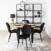 Krzesła - Krzesło Tapicerowane do Jadalni LUCKY Czarne Welurowe Nowoczesne Loft - miniaturka - grafika 1