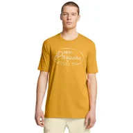 Koszulki sportowe męskie - Męski t-shirt z nadrukiem Under Armour Project Rock Made Not Born Short Sleeve - żółty - UNDER ARMOUR - miniaturka - grafika 1