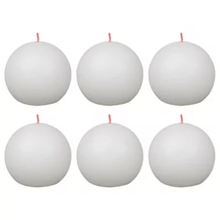 Bolsius Rustykalne świece kule Shine, 6 szt., 76x71 mm, zgaszona biel - Świece - miniaturka - grafika 1