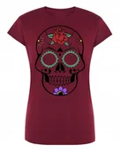 Koszulki i topy damskie - T-Shirt fajny KOLOROWY nadruk CZASZKA r.S - miniaturka - grafika 1