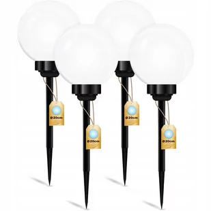 4x Lampa Solarna Ogrodowa LED KULA 20cm Wbijana - Lampy ogrodowe - miniaturka - grafika 1