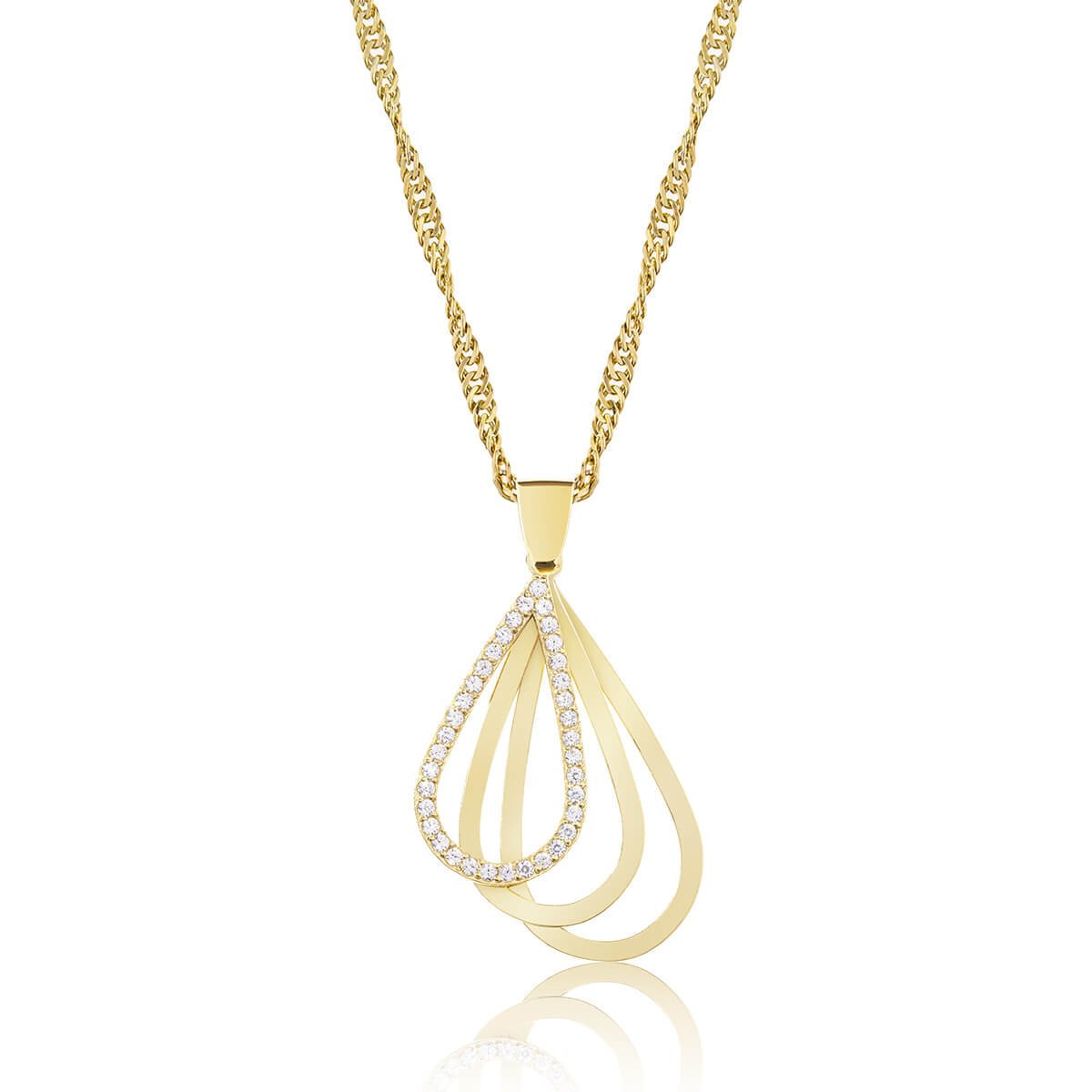 Wisiorek rozkładany srebrny pozłacany z cyrkoniami