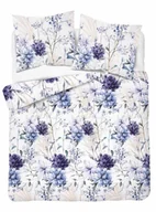 Pościel - Pościel satynowa 200x220 5222a niebieska kwiaty - miniaturka - grafika 1