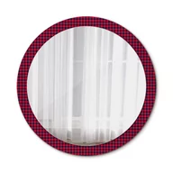 Lustra - Nowoczesne Lustro Okrągłe Czerwona kratka 100cm - miniaturka - grafika 1