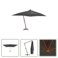 Parasole ogrodowe - The Living Store Wiszący parasol z drewnianym słupkiem - 400x300 cm - antracytowy - Parasol Wiszący - miniaturka - grafika 1