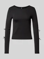 Bluzki damskie - Bluzka o kroju regular fit z długim rękawem i kokardkami model ‘SELINA’ - miniaturka - grafika 1