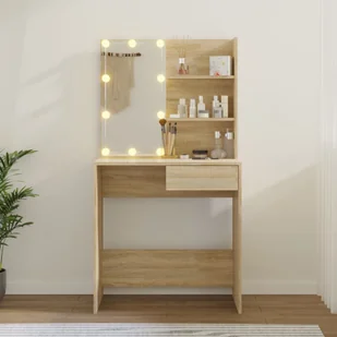 Toaletka z oświetleniem LED, dąb sonoma, 74,5x40x141 cm Lumarko! - Toaletki - miniaturka - grafika 13