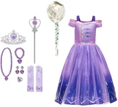 Stroje karnawałowe - Strój Przebranie Sukienka Elza Elsa 2 Zestaw 116/122 Fioletowa - miniaturka - grafika 1
