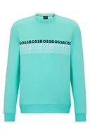 Bluzy męskie - BOSS Męska bluza Salbo 1 Regular-Fit z wielokolorowym haftem z logo, Open Green340., M - miniaturka - grafika 1