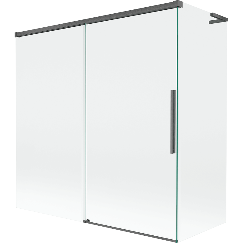 Mexen Rox L parawan nawannowy 2-skrzydłowy rozsuwany 160 + 80 x 150 cm, transparent, gun gray szczotkowany - 8C9L-160-080-66-00