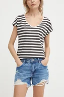 Spodenki damskie - Pepe Jeans szorty jeansowe RELAXED SHORT MW damskie kolor niebieski gładkie high waist PL801110RH4 - miniaturka - grafika 1