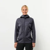 Kurtki damskie - Damska kurtka softshellowa Jack Wolfskin FELDBERG HOODY W graphite - XS - miniaturka - grafika 1