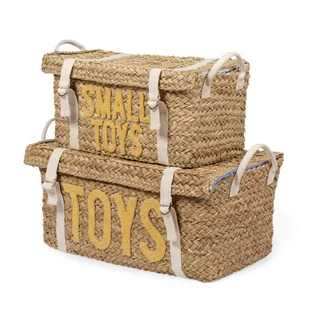 Childhome Rattanowe Kosze na pasek zestaw 2 szt. Yellow - Zestawy naczyń dla dzieci - miniaturka - grafika 1