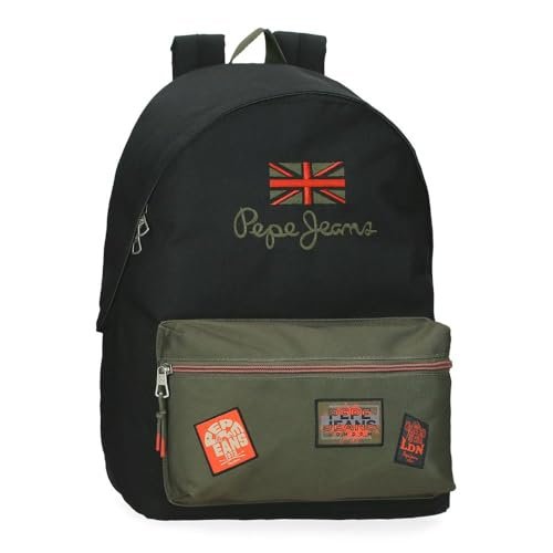 Pepe Jeans Ponder Przenośny plecak szkolny 15,6 cala czarny 31x44x17,5 cm poliester 23,87 l by Joumma Bags, Czarny (Black), Talla única, plecak szkolny