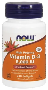 Now Foods Witamina D3 5000 IU 125 mcg (240 kaps.) - Suplementy naturalne - miniaturka - grafika 1