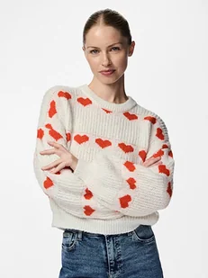 Pieces Sweter w kolorze biało-czerwonym - Swetry damskie - miniaturka - grafika 1