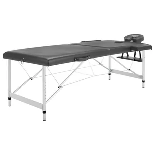 VidaXL Stół do masażu, 2 strefy, rama z aluminium, antracyt, 186x68cm - Stoły i łóżka do masażu - miniaturka - grafika 1