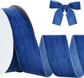 Pasmanteria - WSTĄŻKA AKSAMITNA WELUROWA niebieska taśma 50mm x 9m do pakowania prezentów - miniaturka - grafika 1