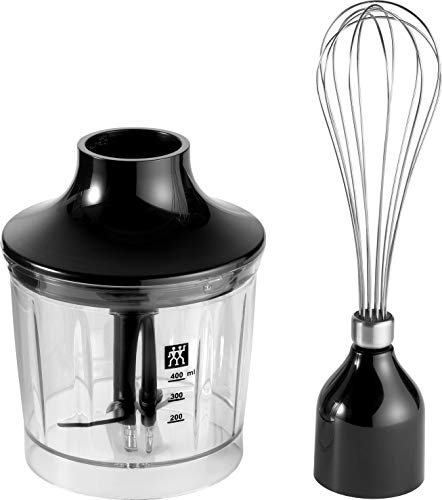 ZWILLING Zubehör-Set für Stabmixer, 2-teilig: Zerkleinerer-Aufsatz u. Schneebesen-Aufsatz, Edelstahl/Schwarz