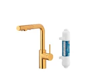 Baterie kuchenne - KFA Armatura DUERO PURE BASIC PULL-OUT 6623-112-31 Złoty Stal nierdzewna - miniaturka - grafika 1