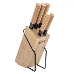 5five Simply Smart Zestaw noży kuchennych na stojaku z bambusa 5 noży 151357 - Noże kuchenne - miniaturka - grafika 1