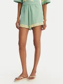 Spodenki damskie - Quiksilver Szorty materiałowe Bahamas EQWNS03090 Zielony Regular Fit - miniaturka - grafika 1