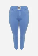 Spodnie damskie - Niebieskie Spodnie Skinny z Kieszeniami Afrina - miniaturka - grafika 1
