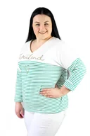 Bluzy damskie - Bluza w paski The Weekend Biało-zielona UNI - miniaturka - grafika 1