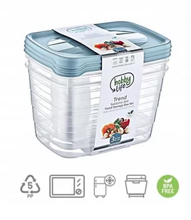 Pojemniki Na Żywność 2,2L Komplet 3 Sztuki Różne Kolory - Pojemniki kuchenne - miniaturka - grafika 1