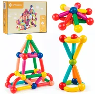 Klocki - Klocki magnetyczne dla dzieci duży zestaw 100 szt. patyczki kulki 3D konstrukcyjne - miniaturka - grafika 1