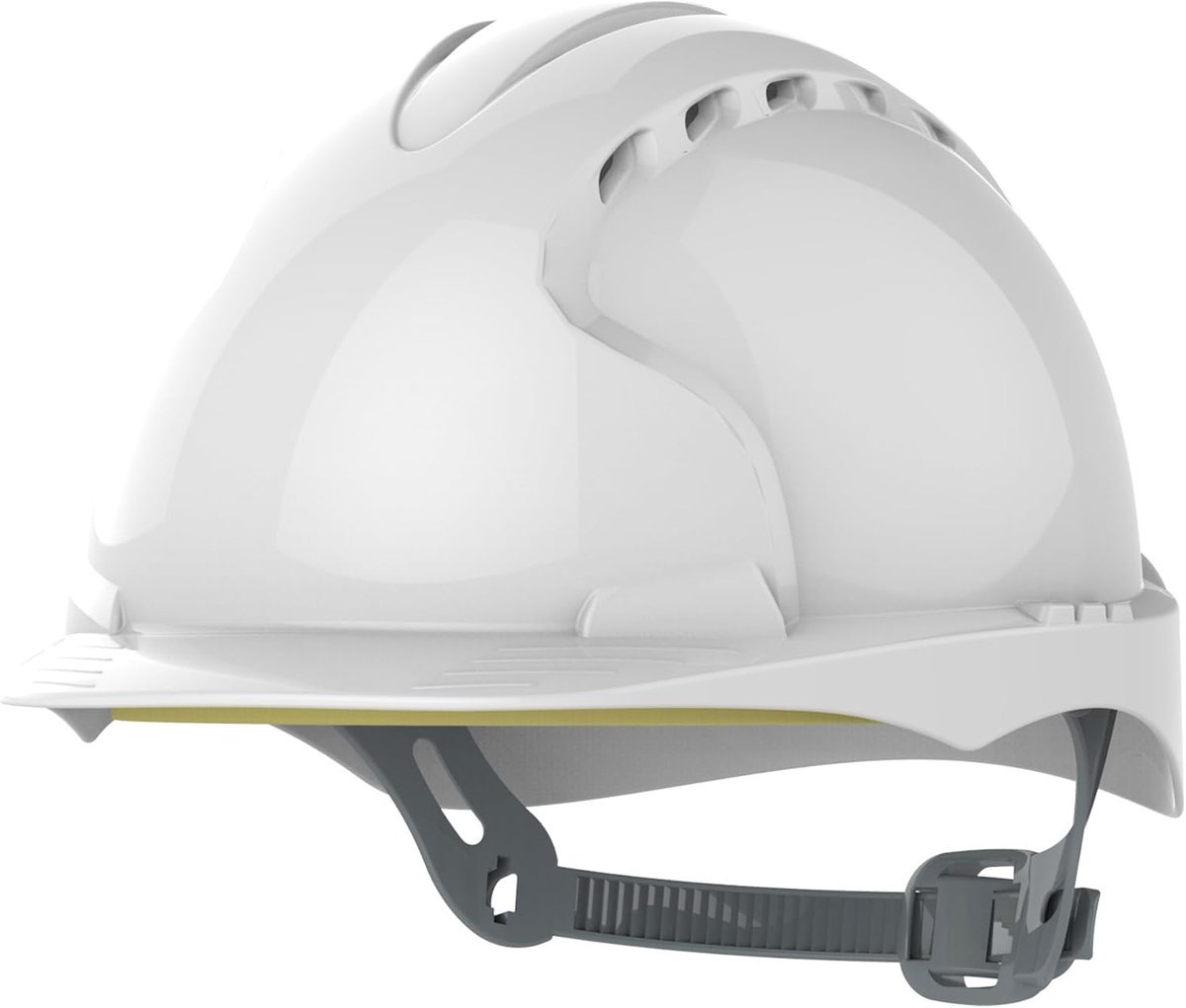 Kask ochronny z regulacją za pomocą zapadki w pasie - wentylowany - EN 397 Przemysłowy kask ochronny do stosowania w budownictwie, na budowach i pla..