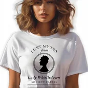 Koszulki męskie - Koszulka Biała LADY WIHSTLEDOWN SOCIETY PAPERS Bridgerton Wzory Rozmiar XL - miniaturka - grafika 1