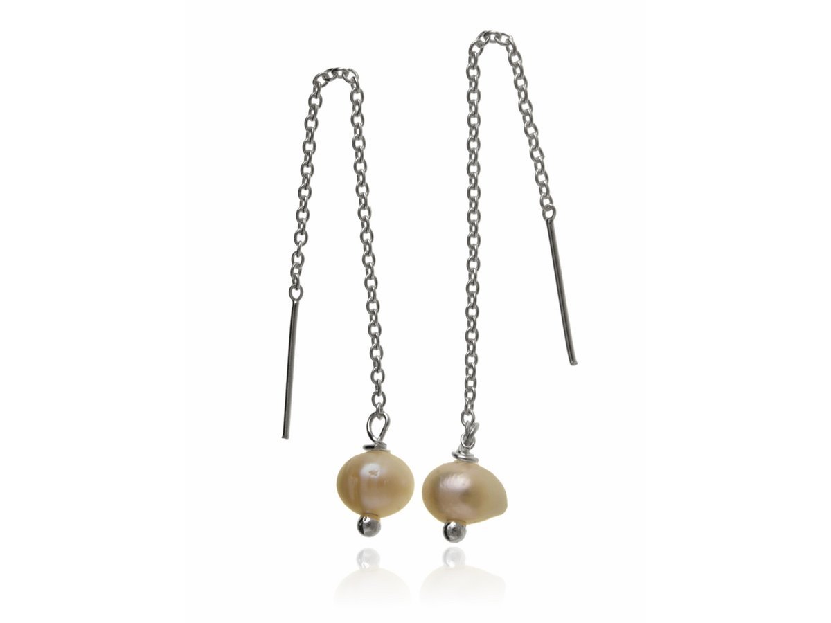 Kolczyki srebrne Przewlekane perła hodowlana k3704