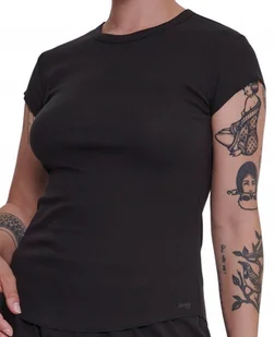 Czarna KOSZULKA DAMSKA BAWEŁNIANA Prążkowana Sloggi GO Ribbed T-Shirt S - Koszulki i topy damskie - miniaturka - grafika 1