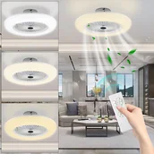 Wentylatory sufitowe - Yakimz 80W Wentylator sufitowy Pokój Biały Chłodnica z Podświetleniem LED Nowoczesny Ściemnialny Living - miniaturka - grafika 1