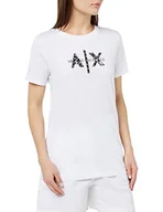 Koszulki i topy damskie - Armani Exchange Koszulka damska o regularnym kroju, wyszywane logo, biała, bardzo duża, biały, XXL - miniaturka - grafika 1
