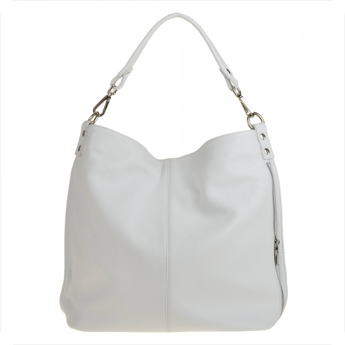 Torebka skórzana damska biała shopper bag