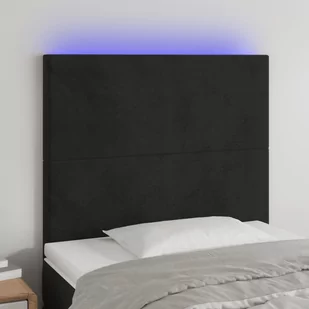 vidaXL Zagłówek do łóżka z LED, czarny, 90x5x118/128 cm, aksamit - Inne meble do sypialni - miniaturka - grafika 1