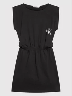 Sukienki i spódniczki dla dziewczynek - Calvin Klein Jeans Sukienka codzienna Monogram IG0IG01416 Czarny Regular Fit - grafika 1