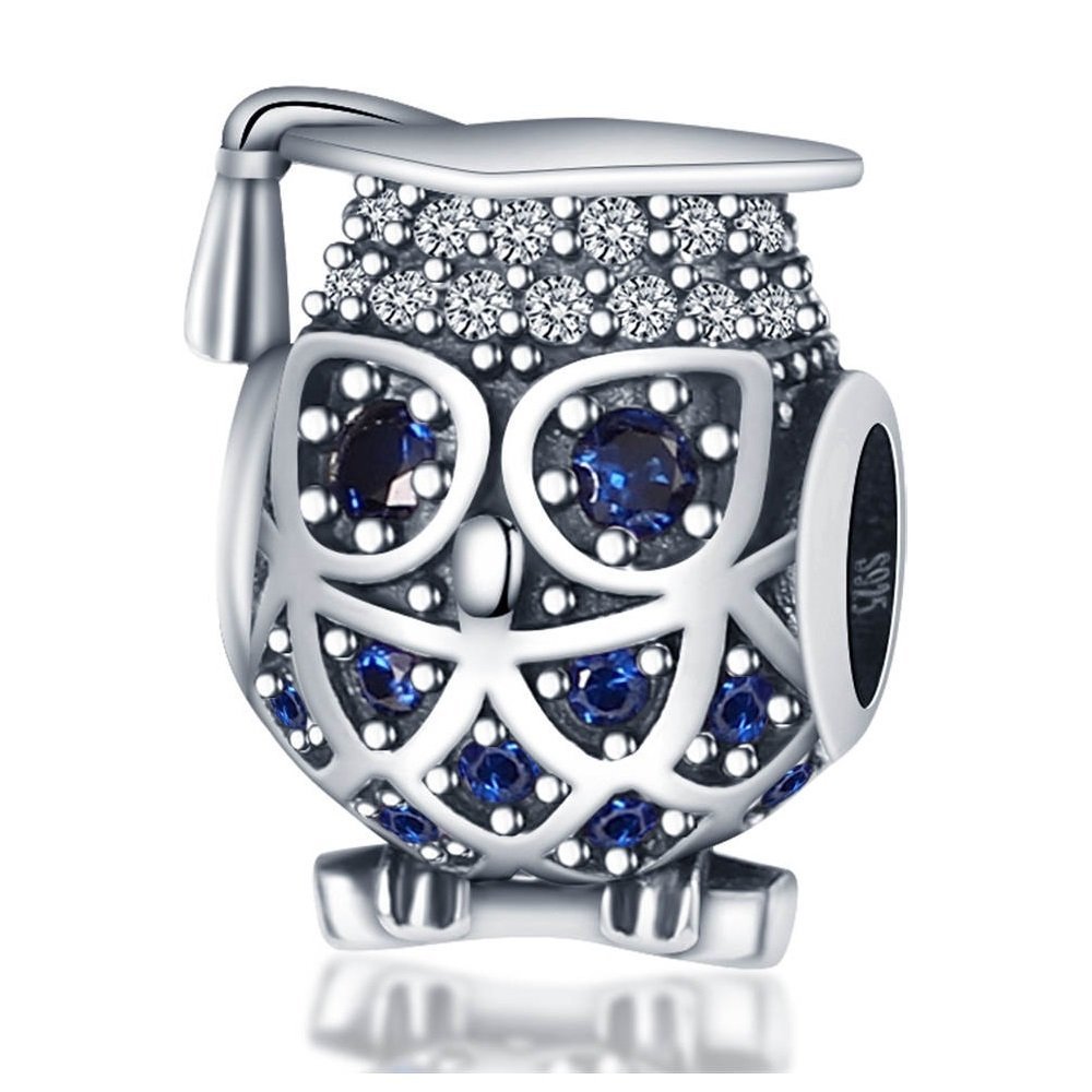 Zawieszka SREBRO 925 Charms koralik Sowa Absolwent